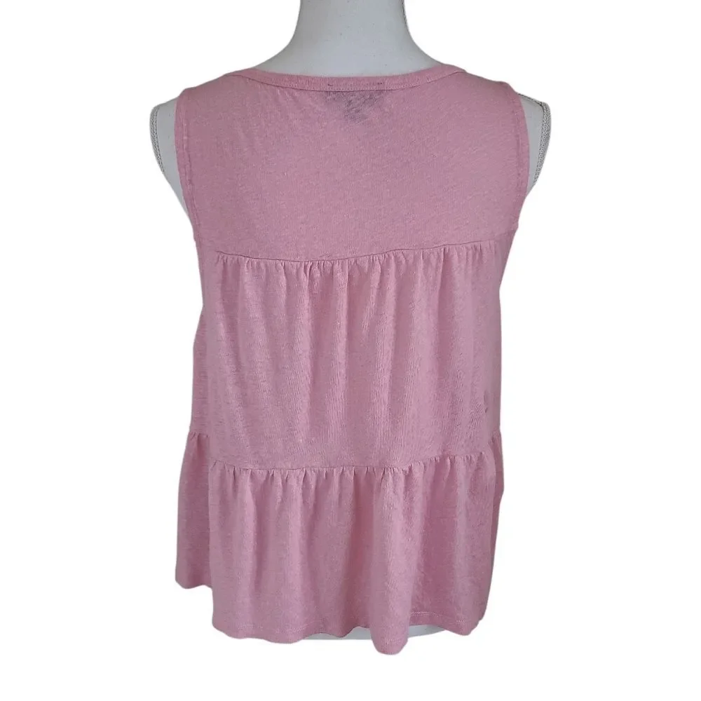 j. crew linen tiered tank top pink size S